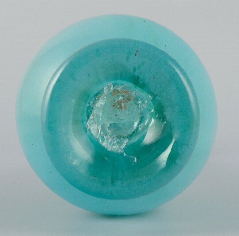 Murano Venice mouth-blown art glass vase in turquoise organic form 1960/70s