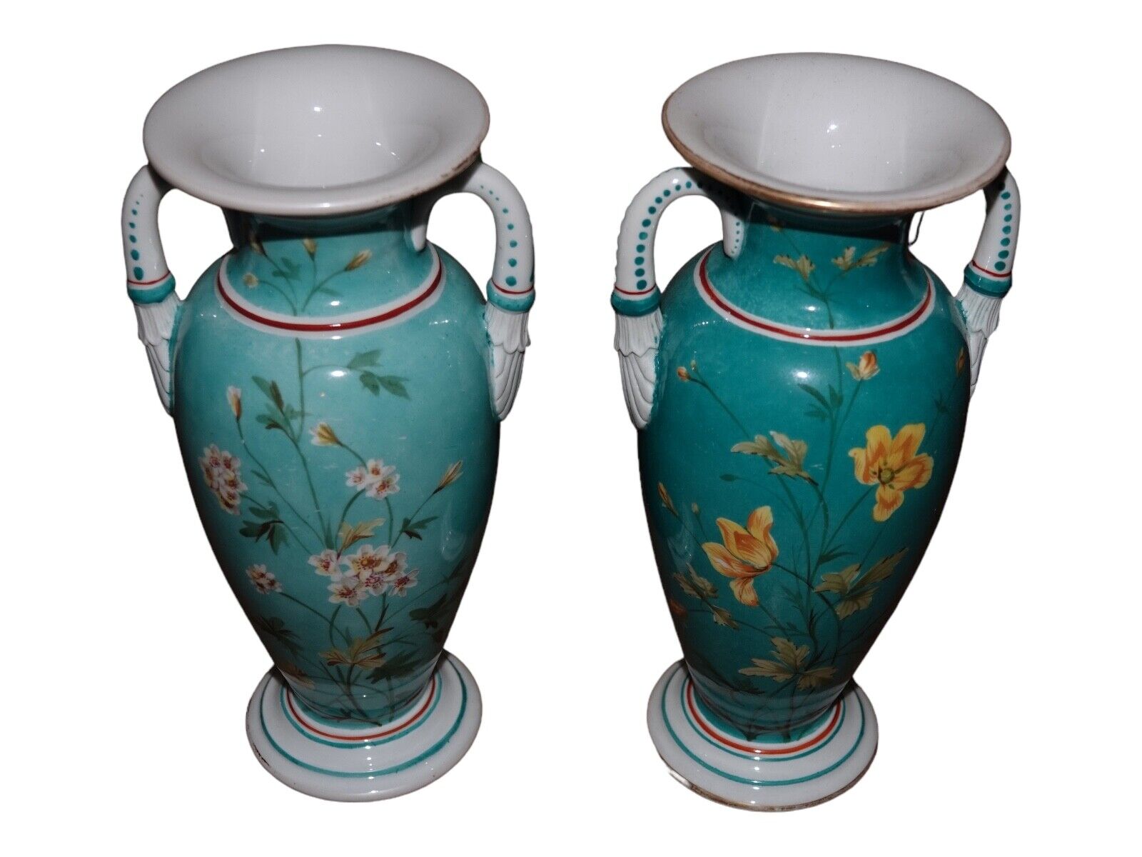 Pair of Royal Copenhagen early green vases from 1820-1850