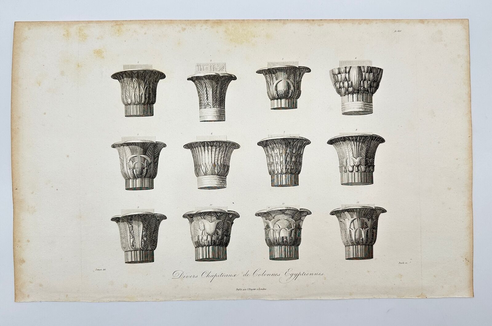 Antique Print - Dominique Vivant Denon - Egyptian Column Capitals - Egypt - F3