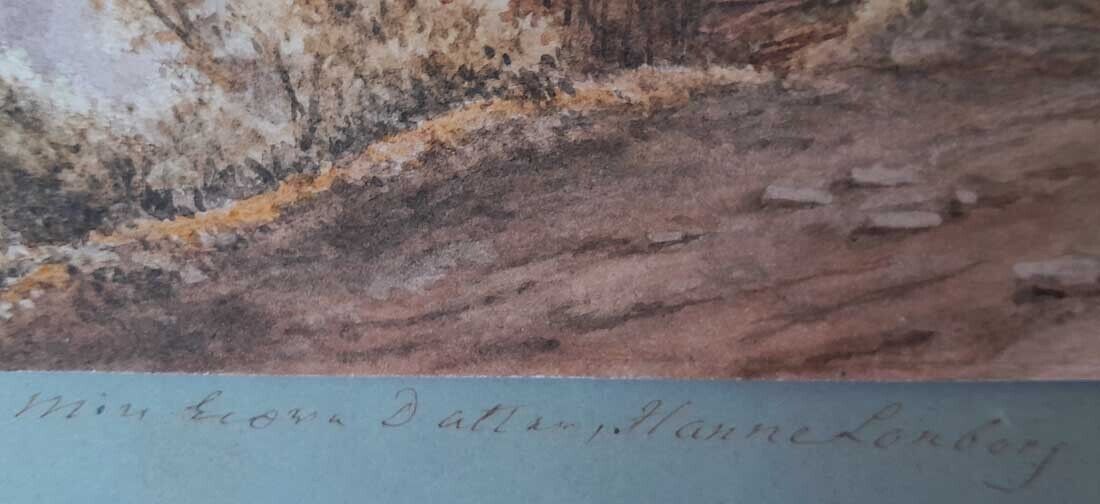 Antique watercolor Mountain village Dedication Christmas 1870 J M Thiele