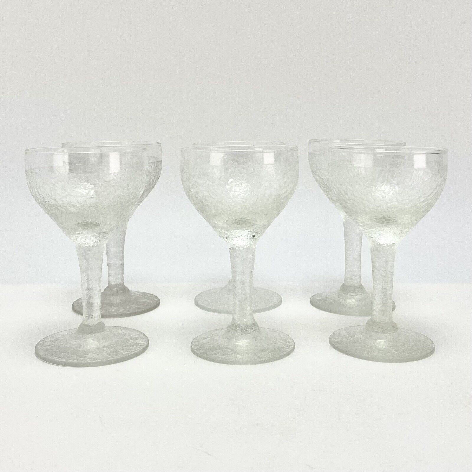 6 Vtg Art Deco 1930s Cocktail Glasses Ice Crystal Isblomst Design Jacob E Bang