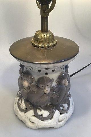 Royal Copenhagen Art Nouveau Table Lamp Monkey-motif No 796/377