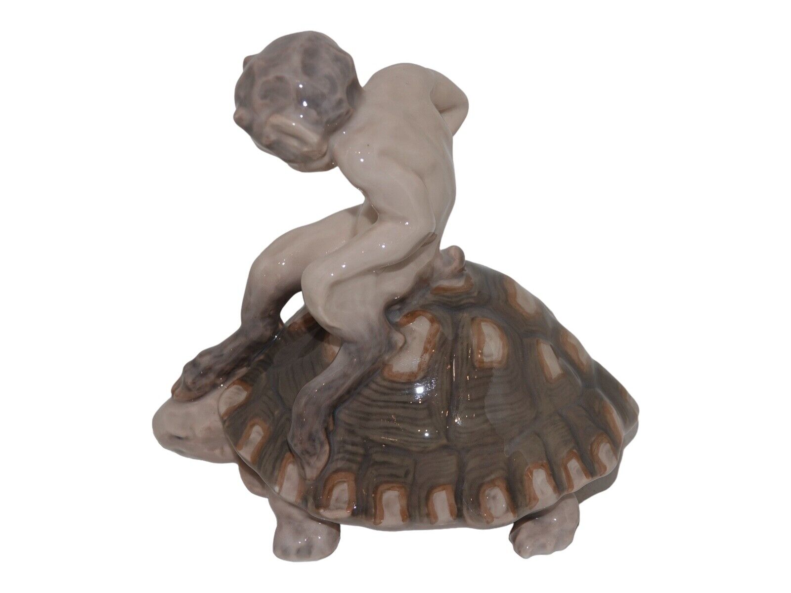 Rare Royal Copenhagen figurine faun on tortoise