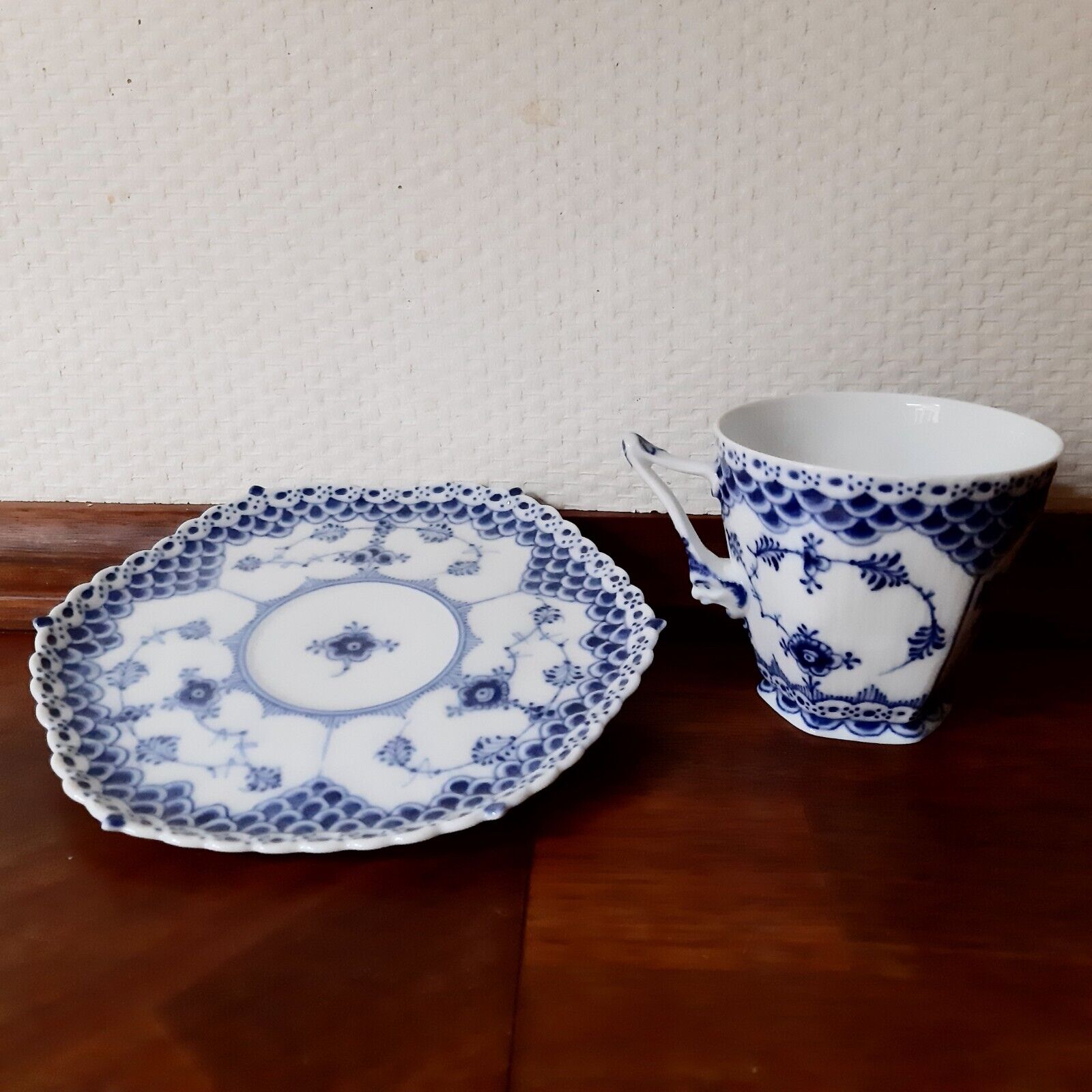 Old Coffee Set BLUE FLUTED FULL LACE # 1-1036 Royal Copenhagen 1st  2nd