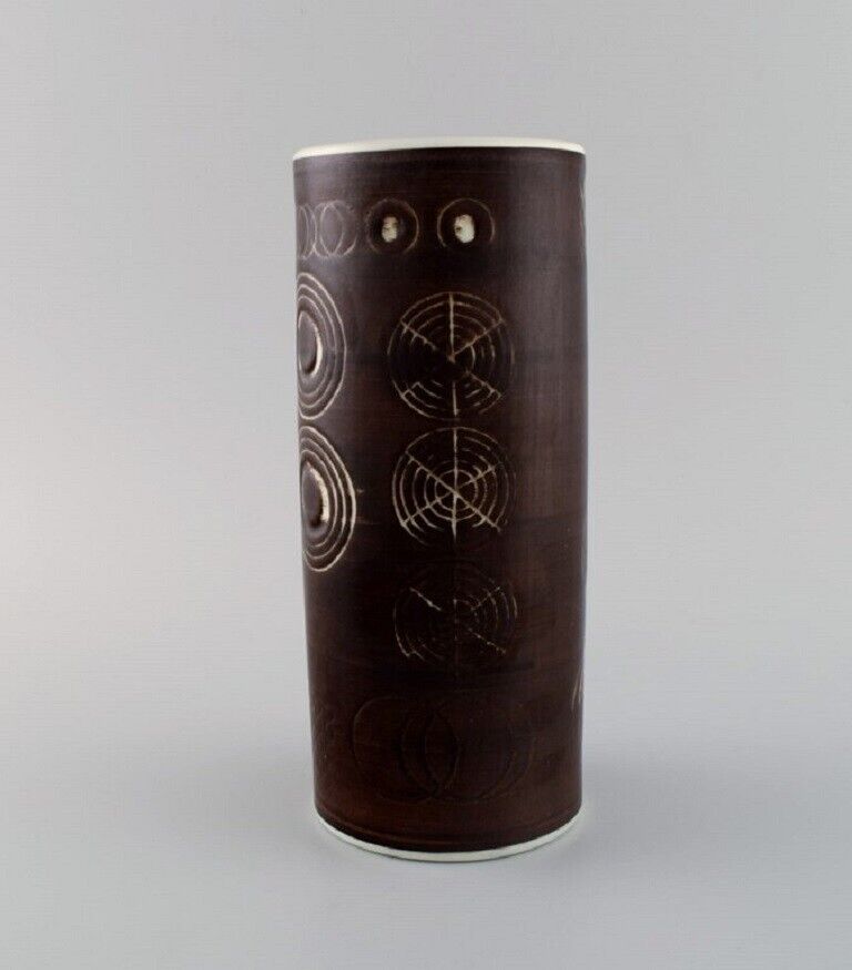 Olle Alberius for Rörstrand Cylindrical Sarek vase in glazed ceramics