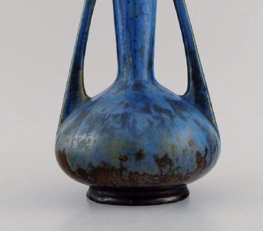 Pierrefonds France Vase with handles in glazed stoneware