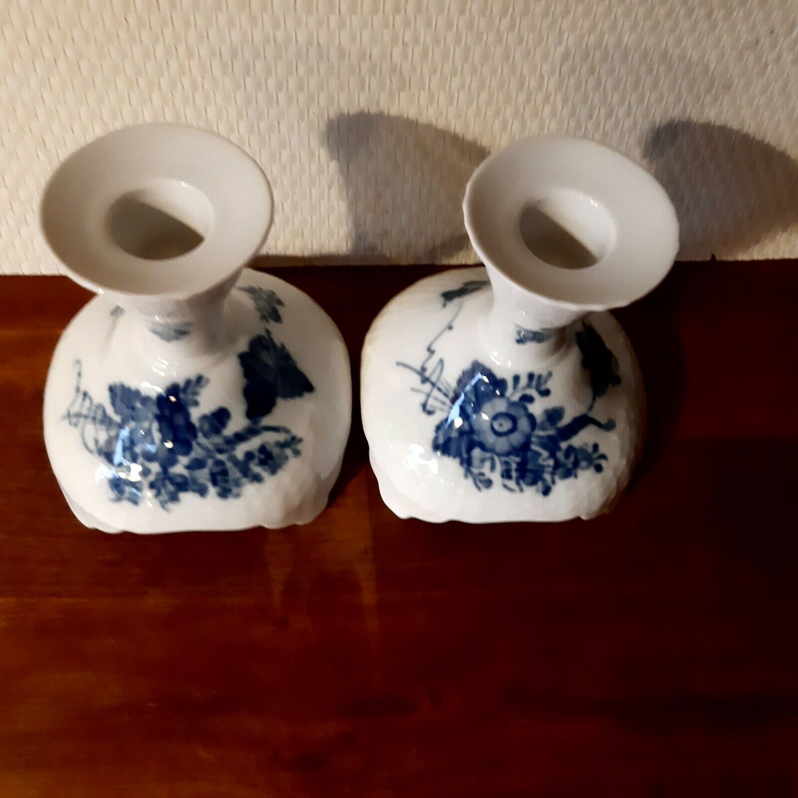 PAIR of Candle Sticks BLUE FLOWER CURVED Royal Copenhagen # 10-503 (10-1711) 1st