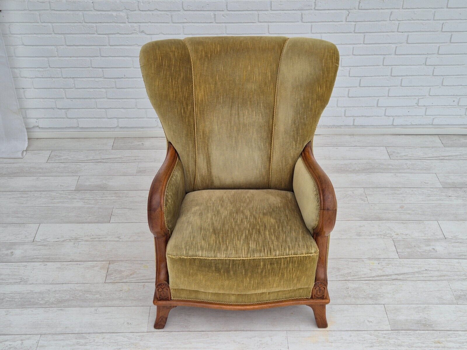 1960s Danish armchair in original very good condition furniture velour oak