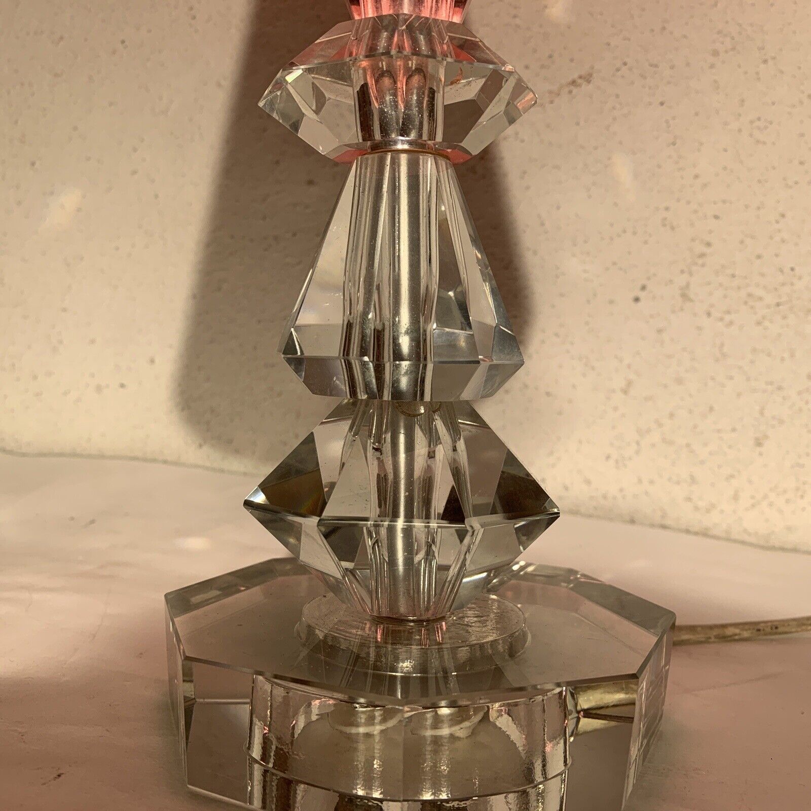 Vintage crystal glass table lamp from the 1960s