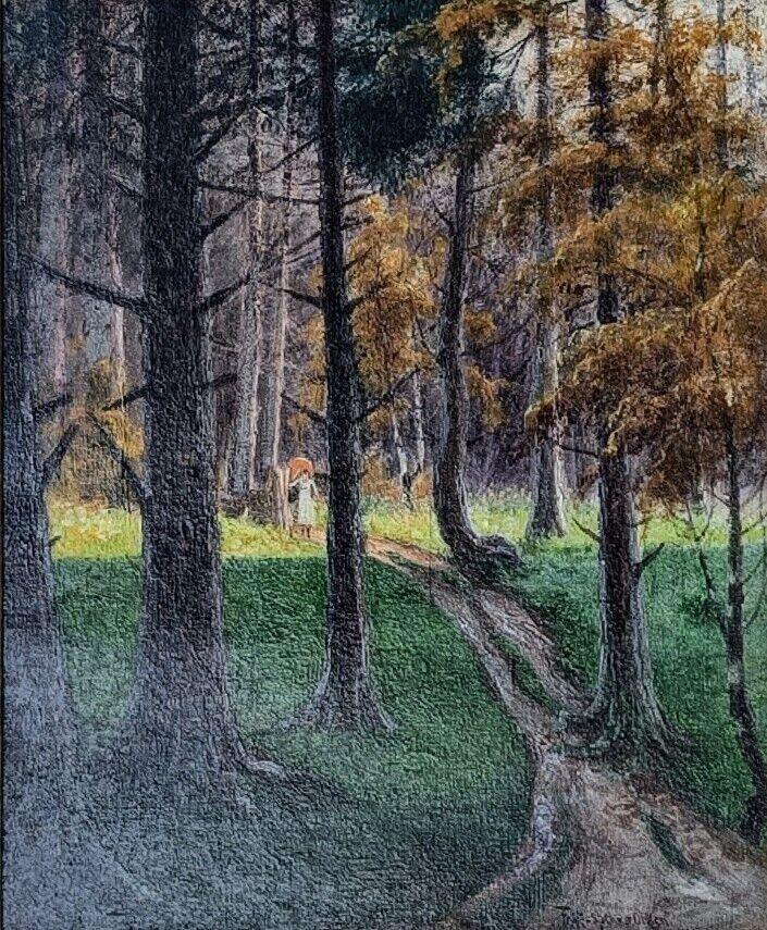 Fritz Stæhr-Olsen (1858-1922): WOMAN WALKING IN THE FOREST