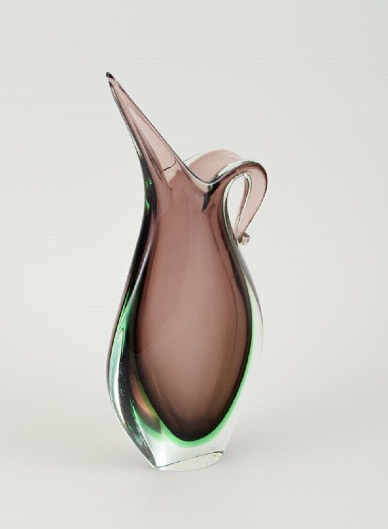 Murano purple/green/clear vase in hand-blown art glass Italian design 1960s