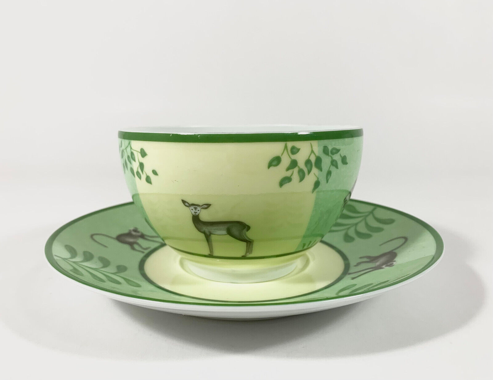 Hermes Africa Green Large Soup Morning Cup and Saucer