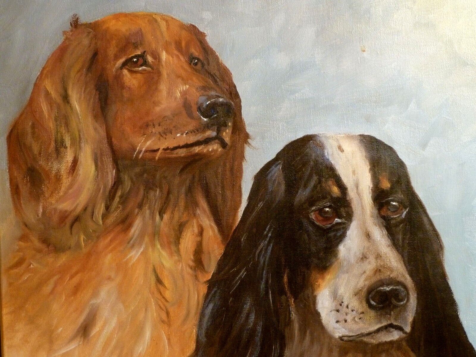 UNIDENTIFIED ARTIST! PORTRAIT OF 2 SPANIELS