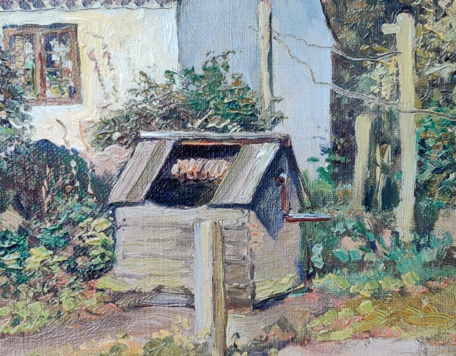 Peter H Wilhardt (1866-1929): WELL IN FRONT OF COTTAGE original oil painting