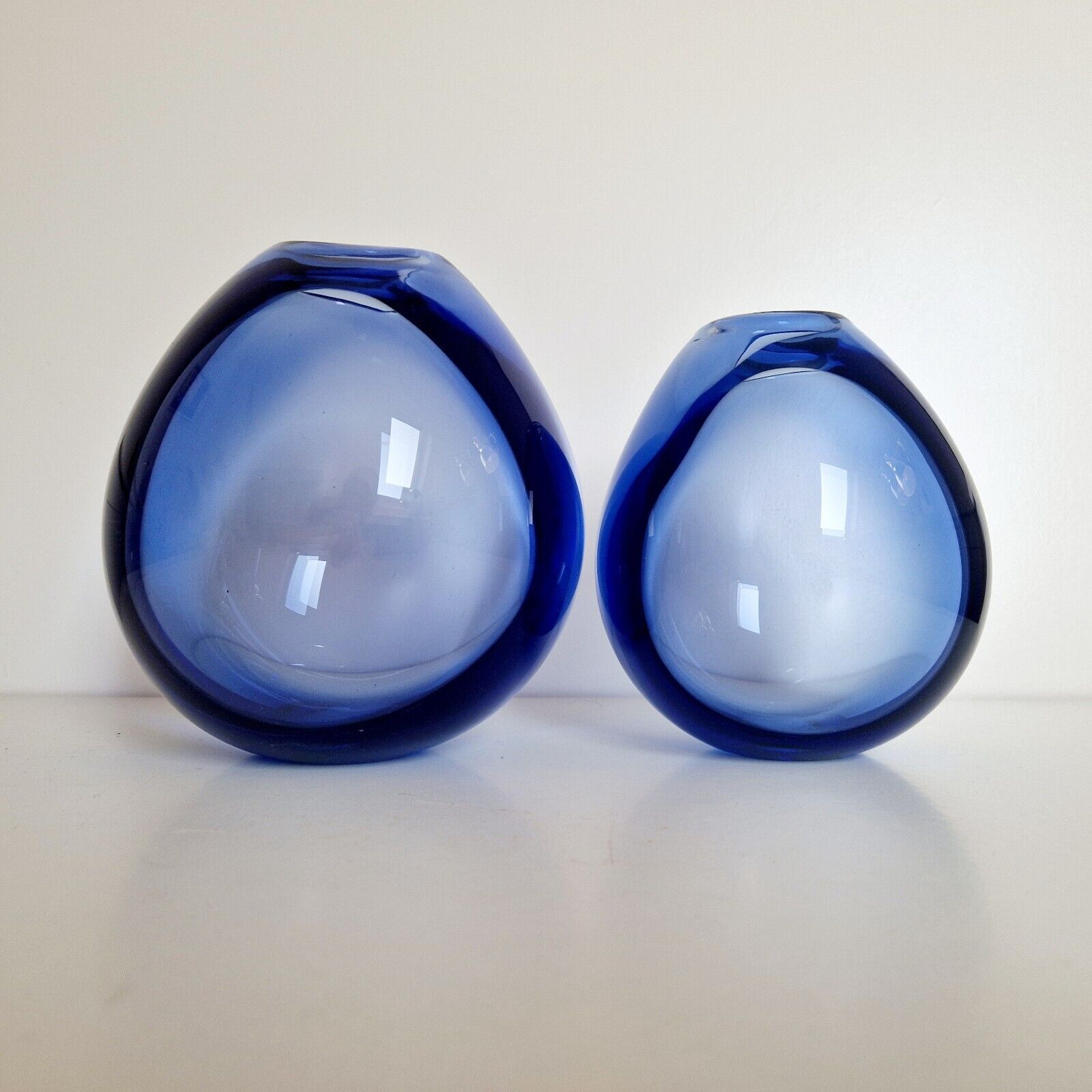 Holmegaard Per Lütken Drop Vase Blue 2pcs Vintage MCM Artificial Glass