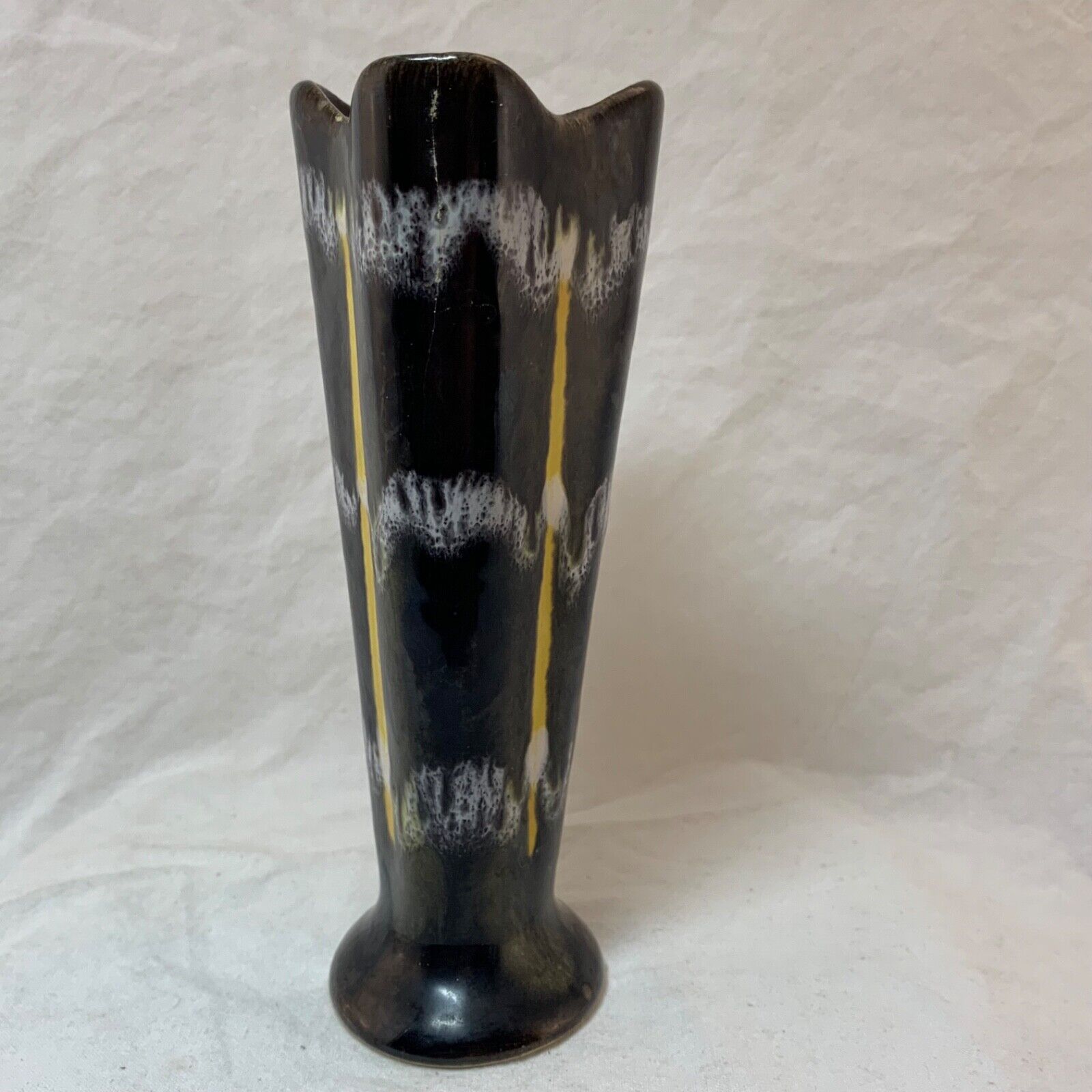 Vintage Fohr Keramik West Germany Luna vase 310-15 black  yellow