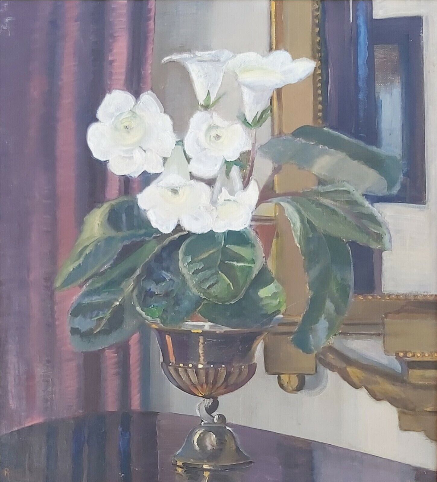 Ruth Sjögren (1885-1978): WHITE CYCLAMEN Original oil painting dated 1931