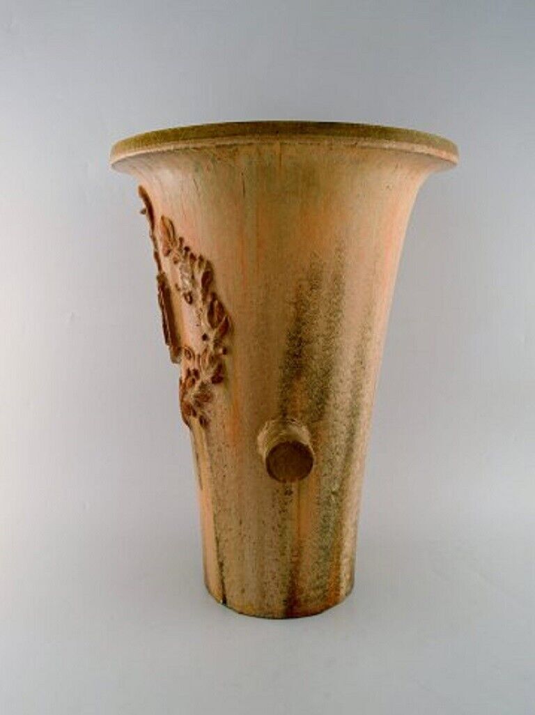 Colossal Arne Bang unique vase in glazed ceramics with Rod of Asclepius