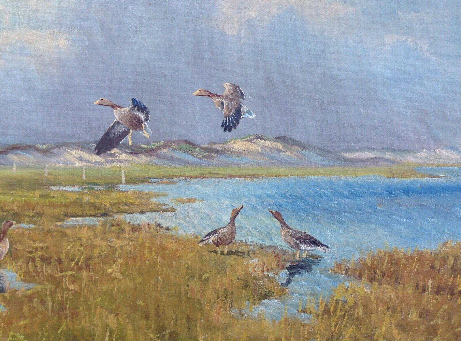 Leo Christian Møller (1899-1965): GEESE FLY OVER SWAMPF