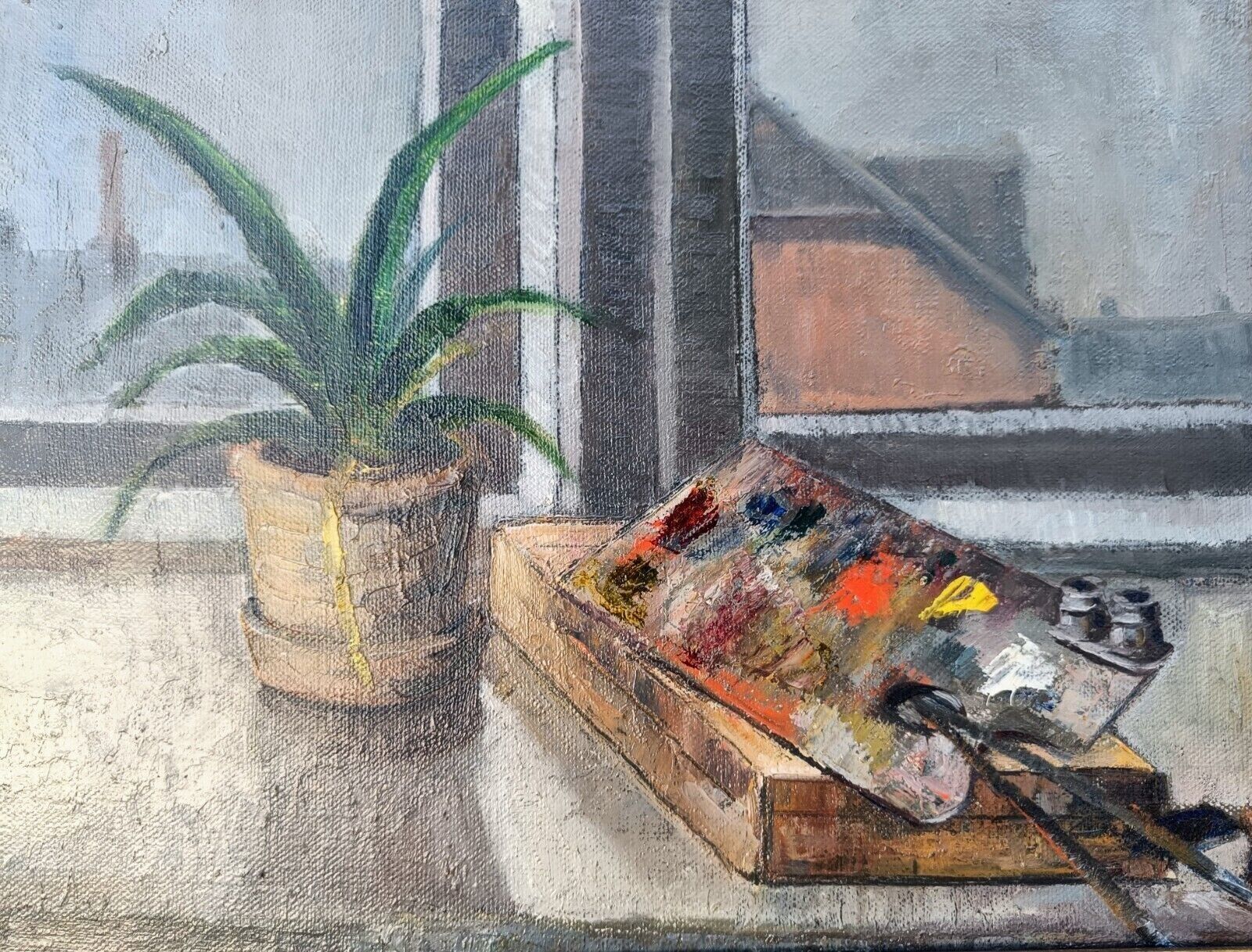 Painter Palette and Potted Plant - Still Life