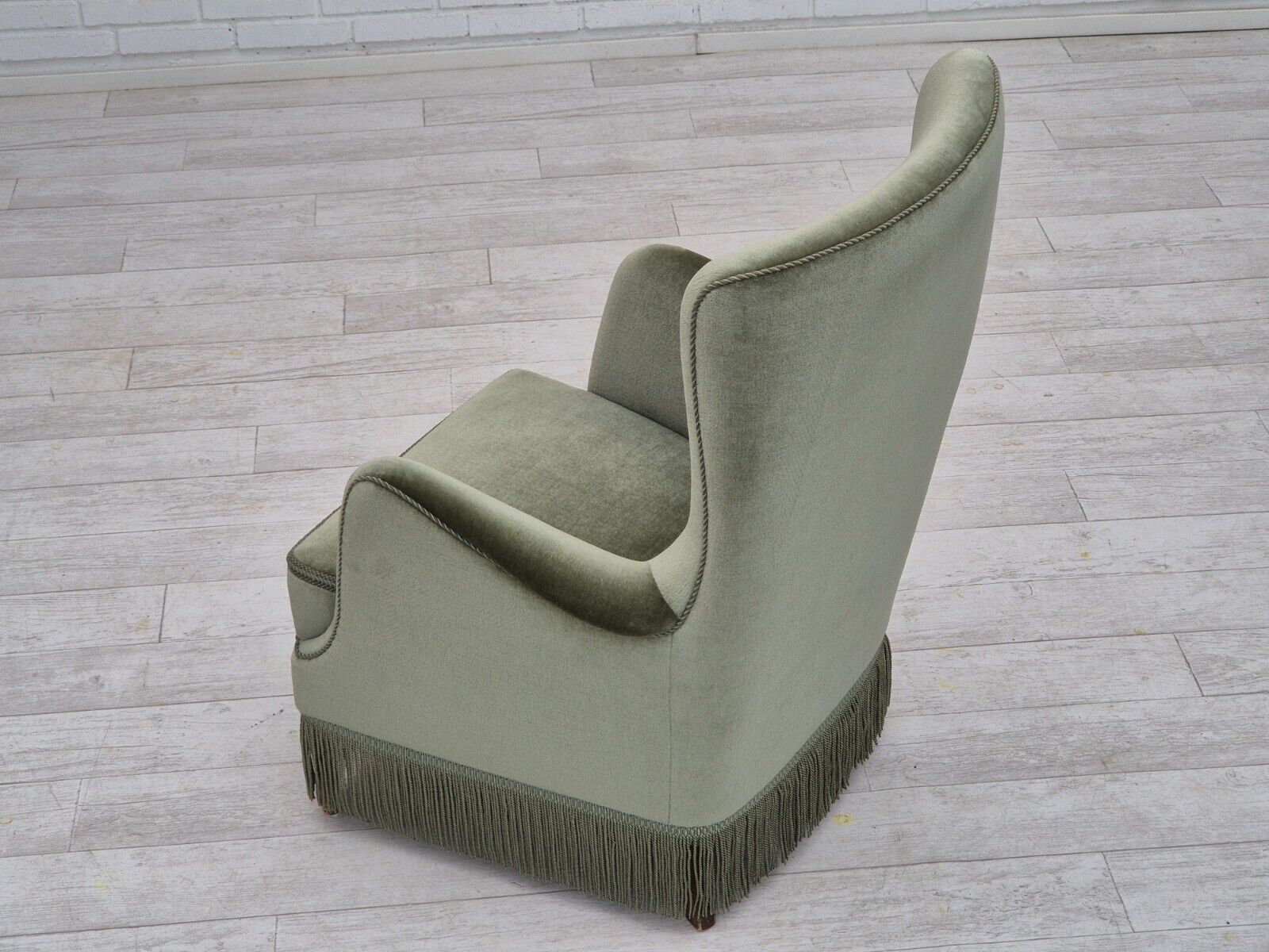 1970s Danish armchair velour beech wood original excellent condition