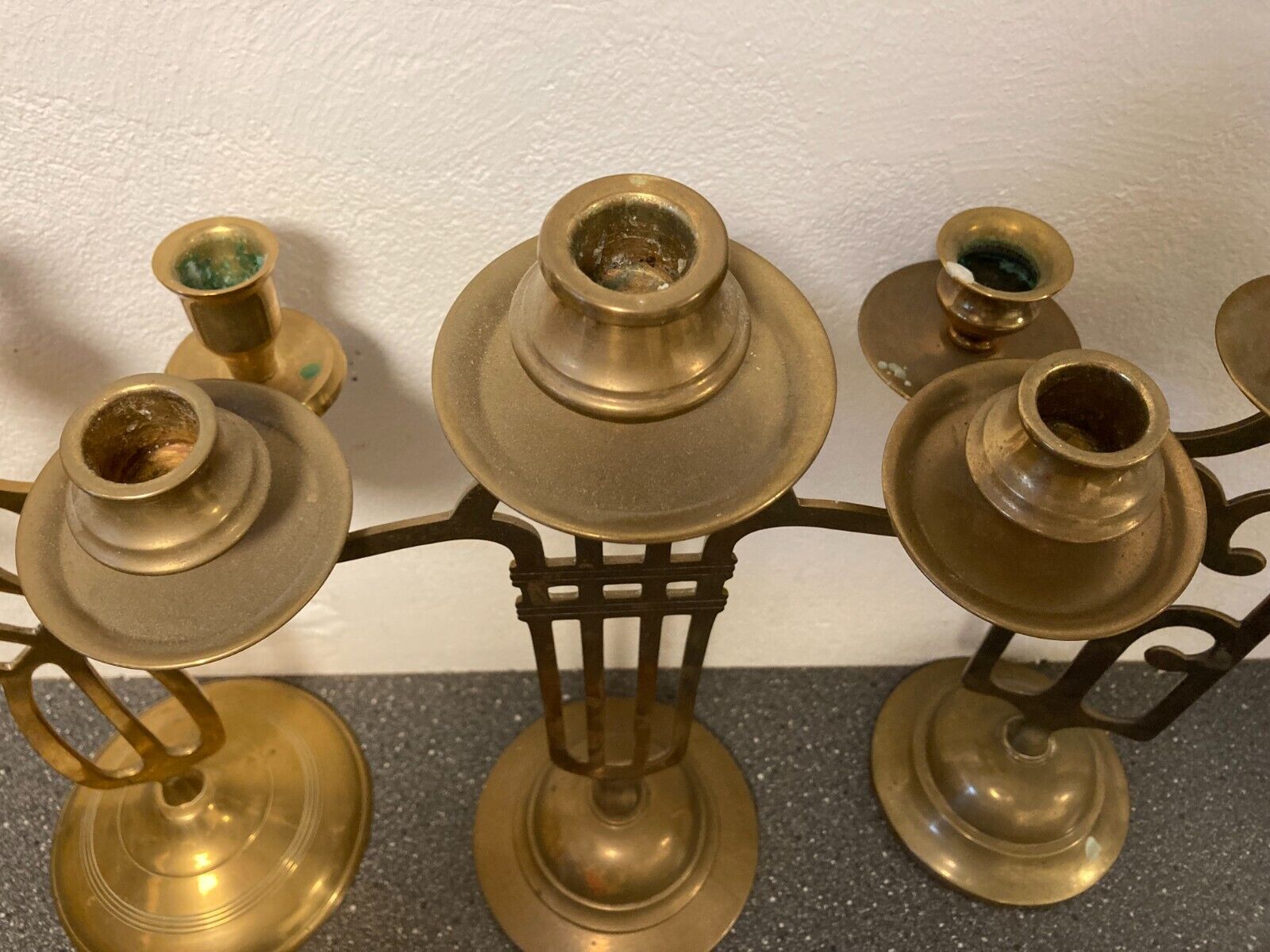 3x Candlelight Brass Holders -Made in India - 44-39cm in Height - Good Condition