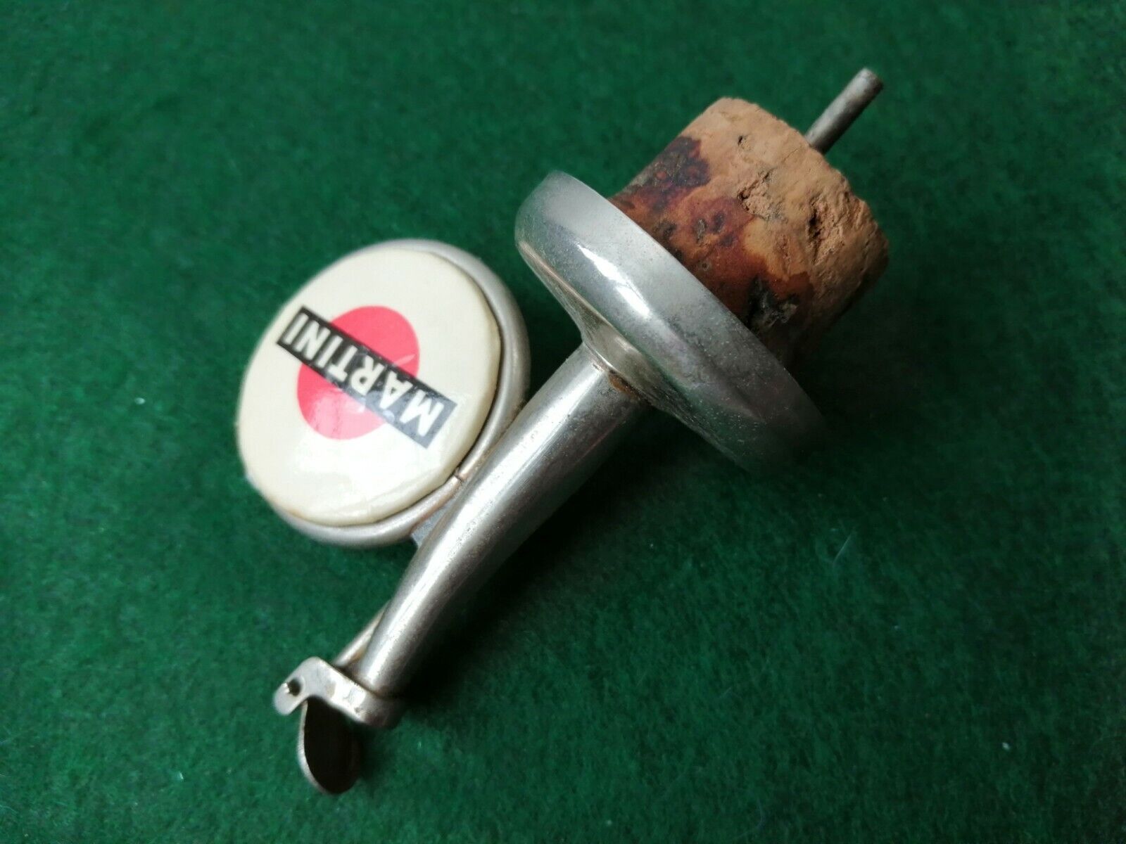 Vintage bottle stopper with pouring sprout "MARTINI" Cork and metal