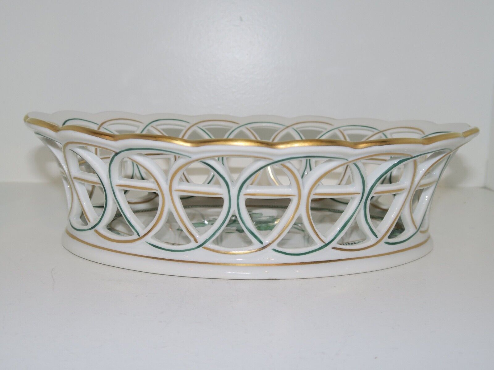 Herend Hungary fruit basket with pierced border