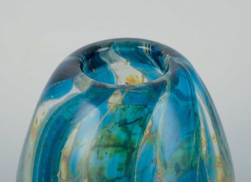 Italian glass artist unique art glass vase in modernist design  Circa 1980s