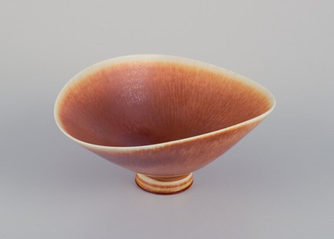 Berndt Friberg for Gustavsberg Studio Unique ceramic bowl Hare's fur glaze