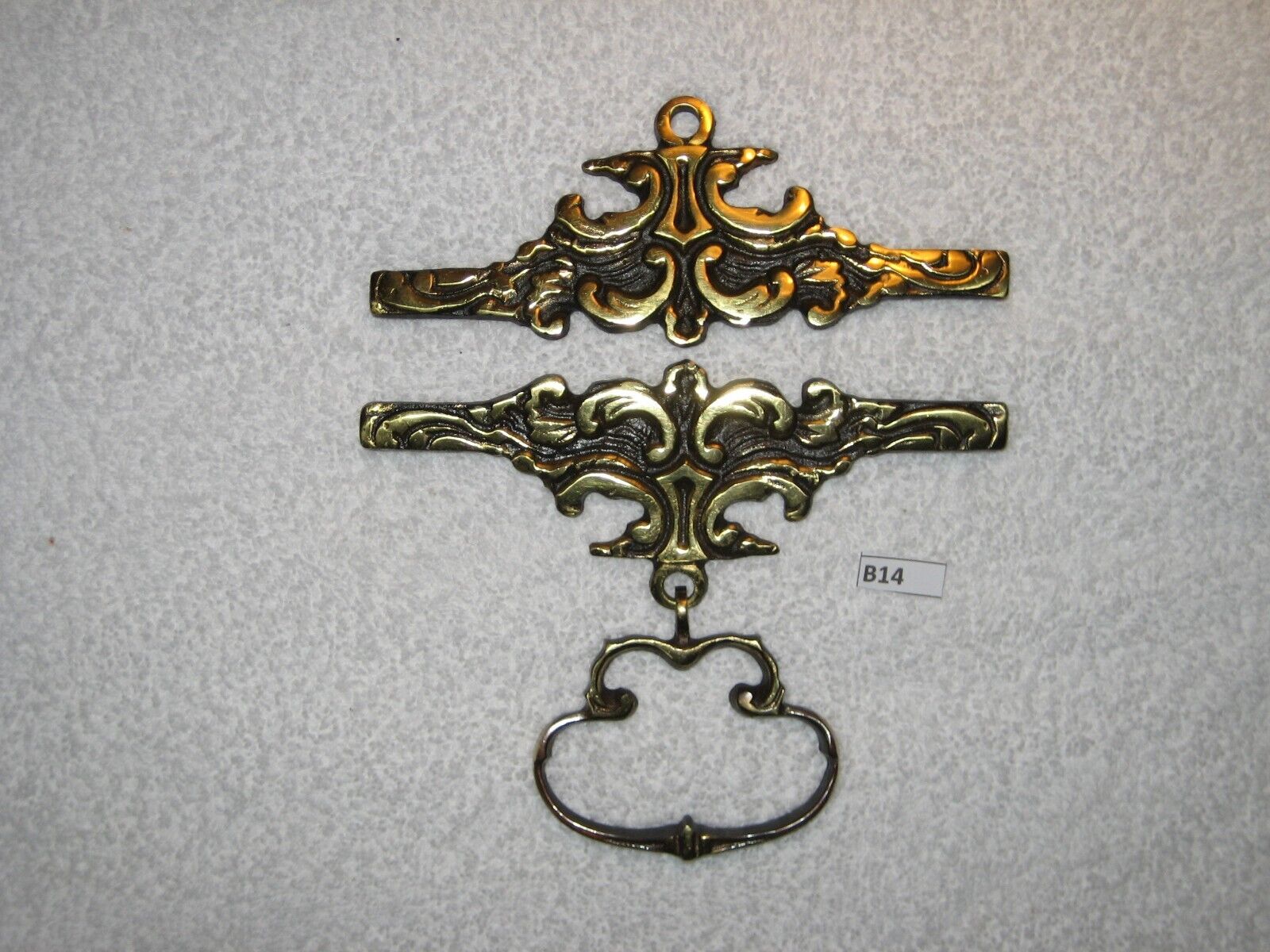 B14 Antique Ornate Brass Bell Pull Hardware 6" ~ 150 mm Klokkestreng Denmark