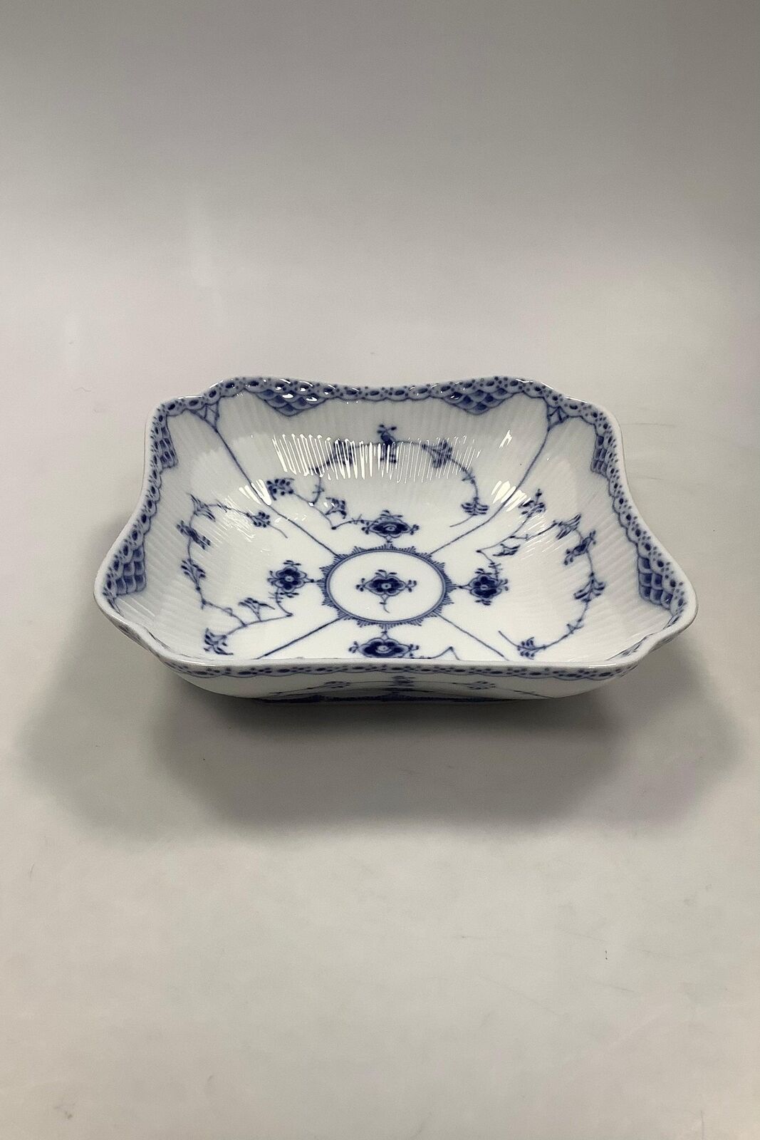 Royal Copenhagen Blue Fluted half Lace Square Bowl No 708