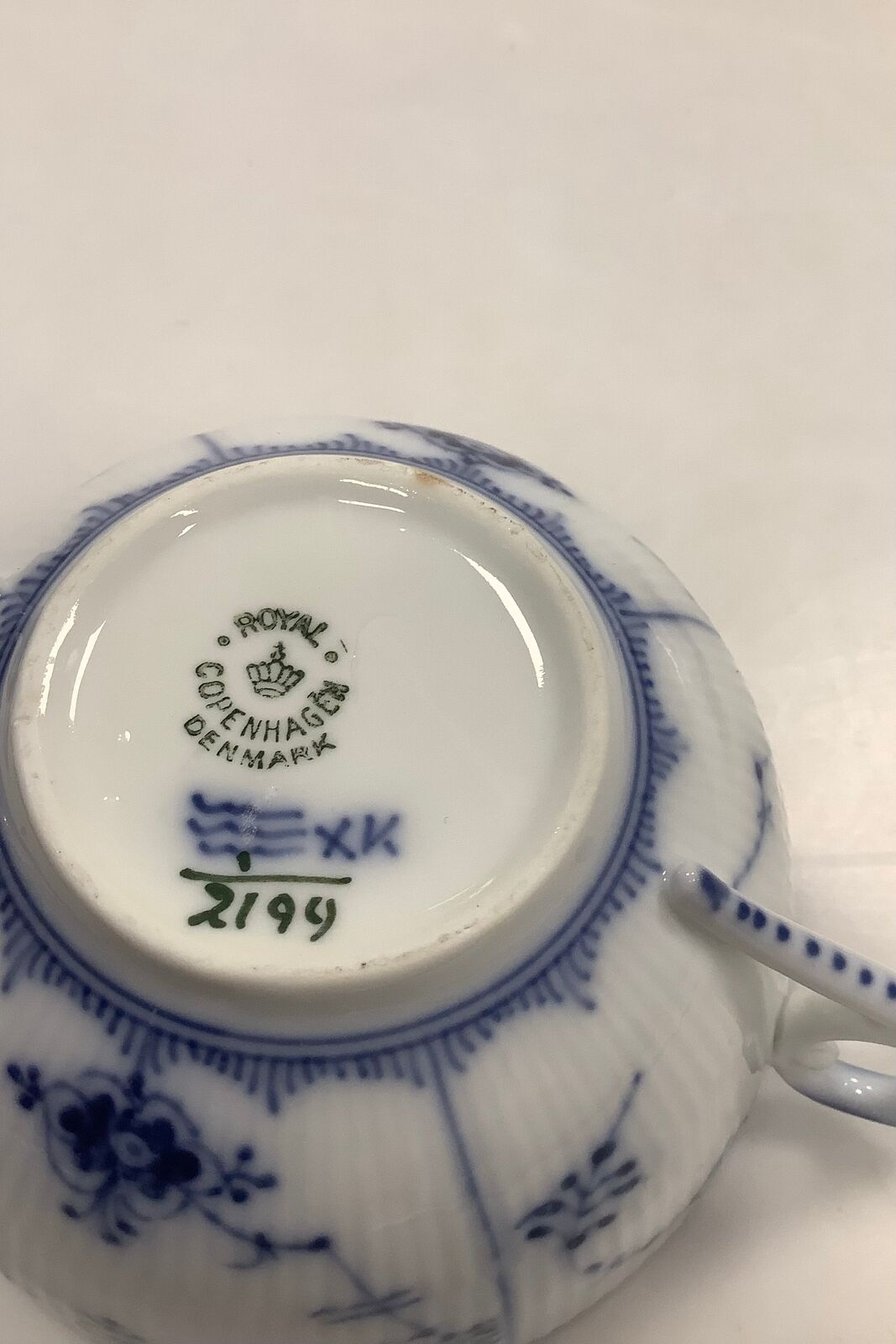 Royal Copenhagen Blue Fluted Plain Bouillon Cup with Saucer No 2199