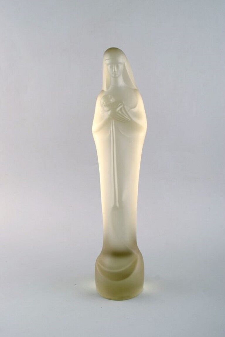 Leerdam Holland Large sculpture of Madonna in art glass 20th century