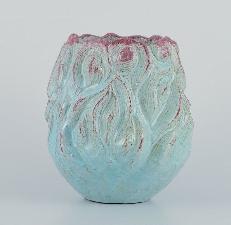 Mette Doller Svaneke Denmark Unique ceramic vase with turquoise glaze