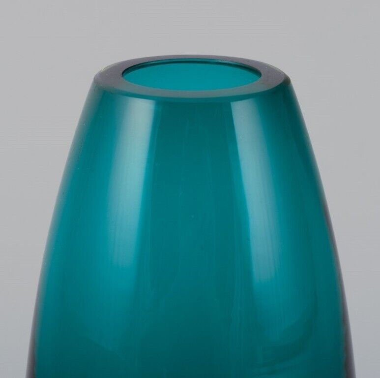 Tamara Aladin for Riihimäen Lasi  Art glass vase in turquoise 1960s