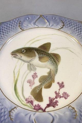 Royal Copenhagen Blue Fish Plate with Gold No 1212/3002