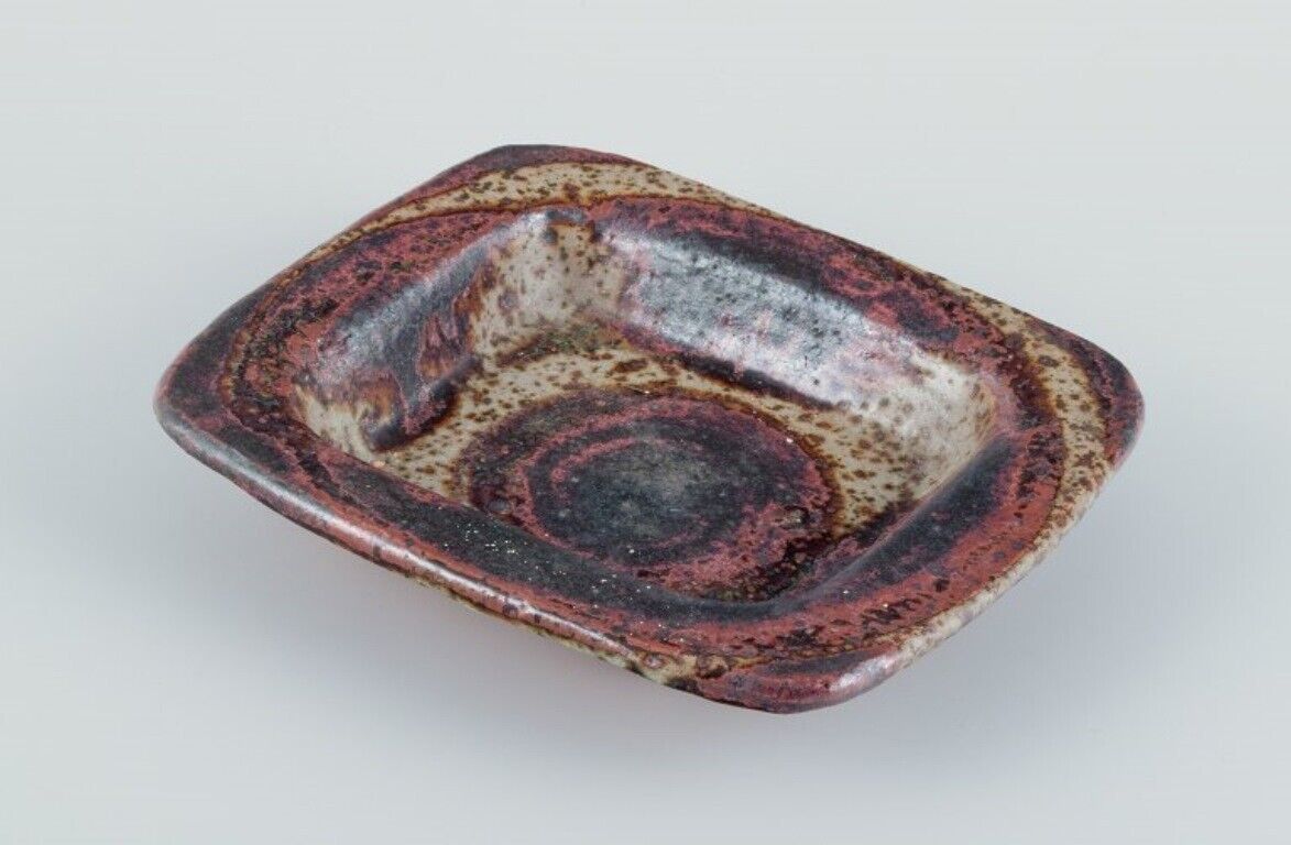 European studio ceramic artist Unique ceramic bowl with brown glaze