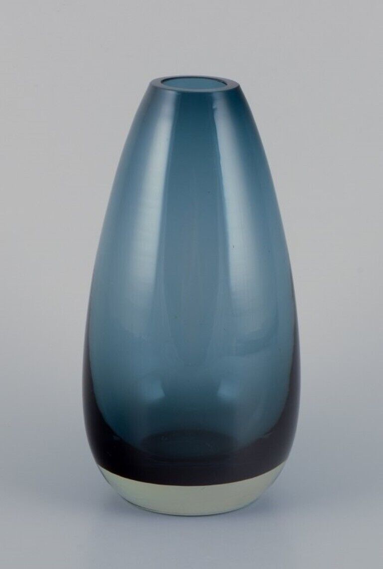 Tamara Aladin for Riihimäen Lasi  Art glass vase in petroleum blue