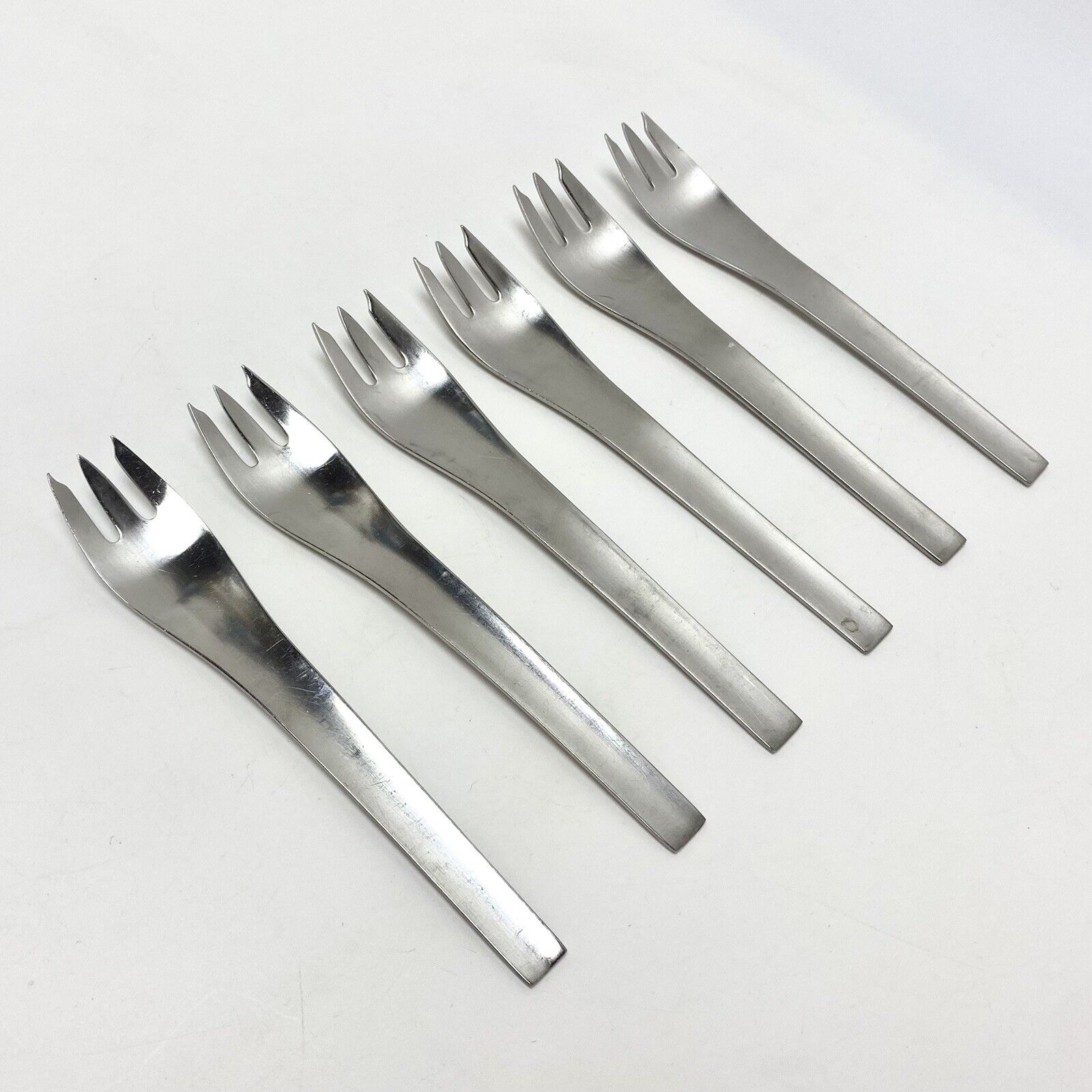 6pc Very Rare Dessert Cake Forks Georg Jensen Blue Shark Siune Stainless Steel