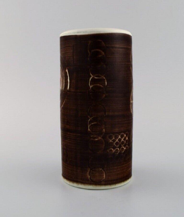 Olle Alberius for Rörstrand Cylindrical Sarek vase in glazed ceramics