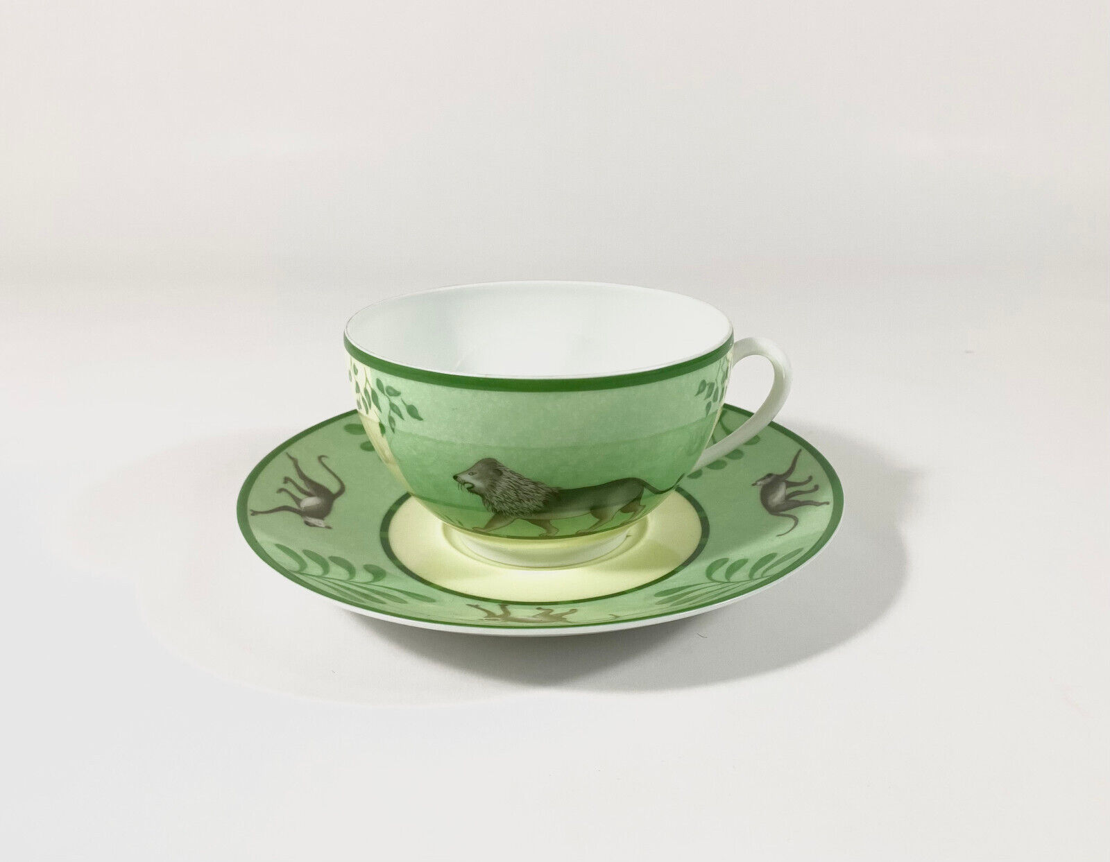 Hermes Africa Green Large Soup Morning Cup and Saucer