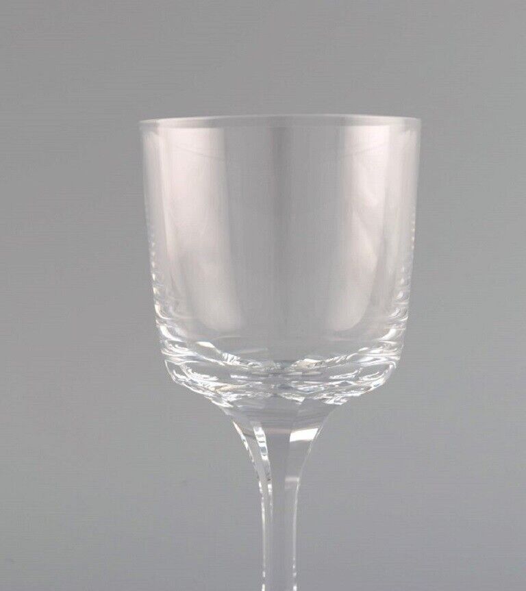 Seven René Lalique Chenonceaux white wine glasses in clear crystal glass