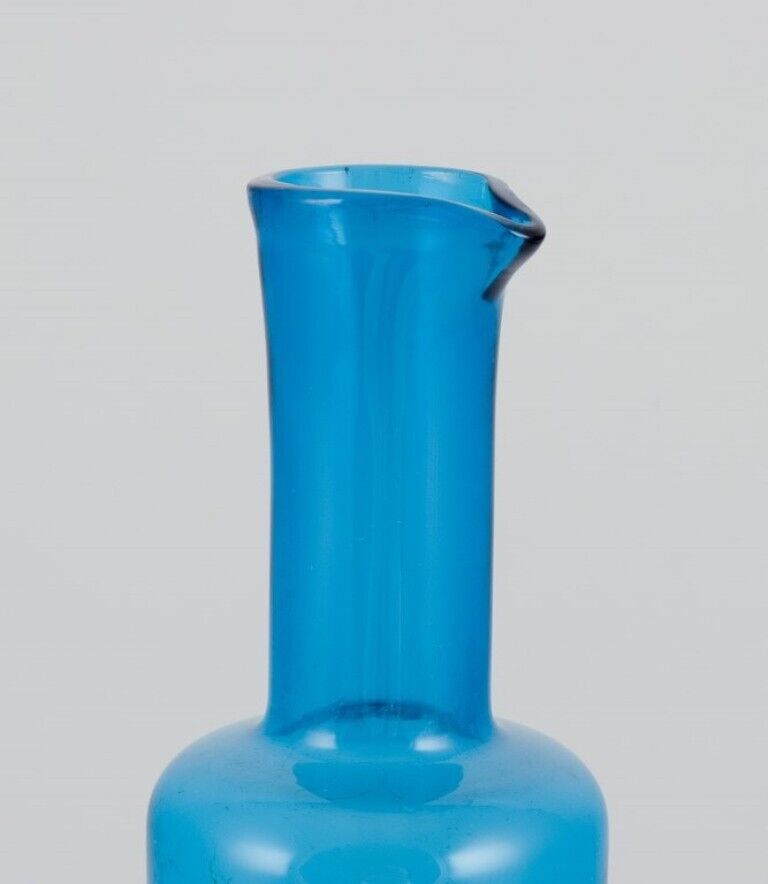 Nanny Still for Riihimäen Lasi Finland Bottle in petroleum blue art glass