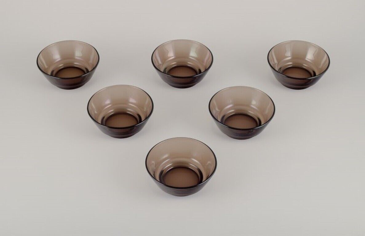 Vereco France  Set of six bowls in smoked art glass 1970s