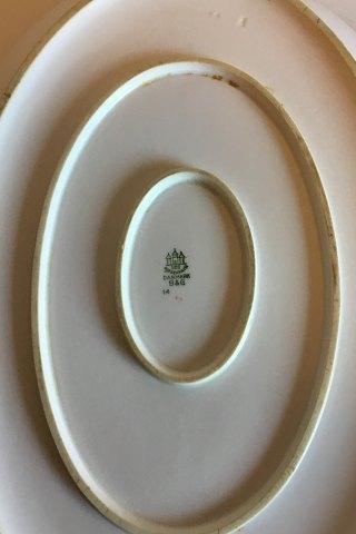 Bing  Grondahl Oval dish No 14 Pattern with green decoration with gold in shape