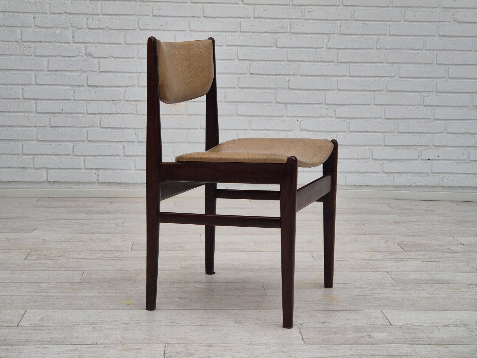 1970s set of 5 Danish dinning chairs original condition teak wood leather