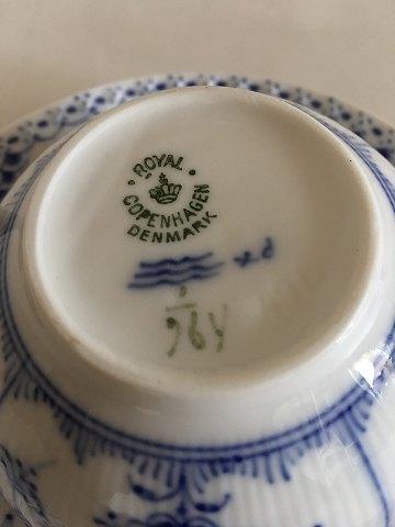 Royal Copenhagen Blue Fluted Half Laced Bouillon Cup with Saucer No 764