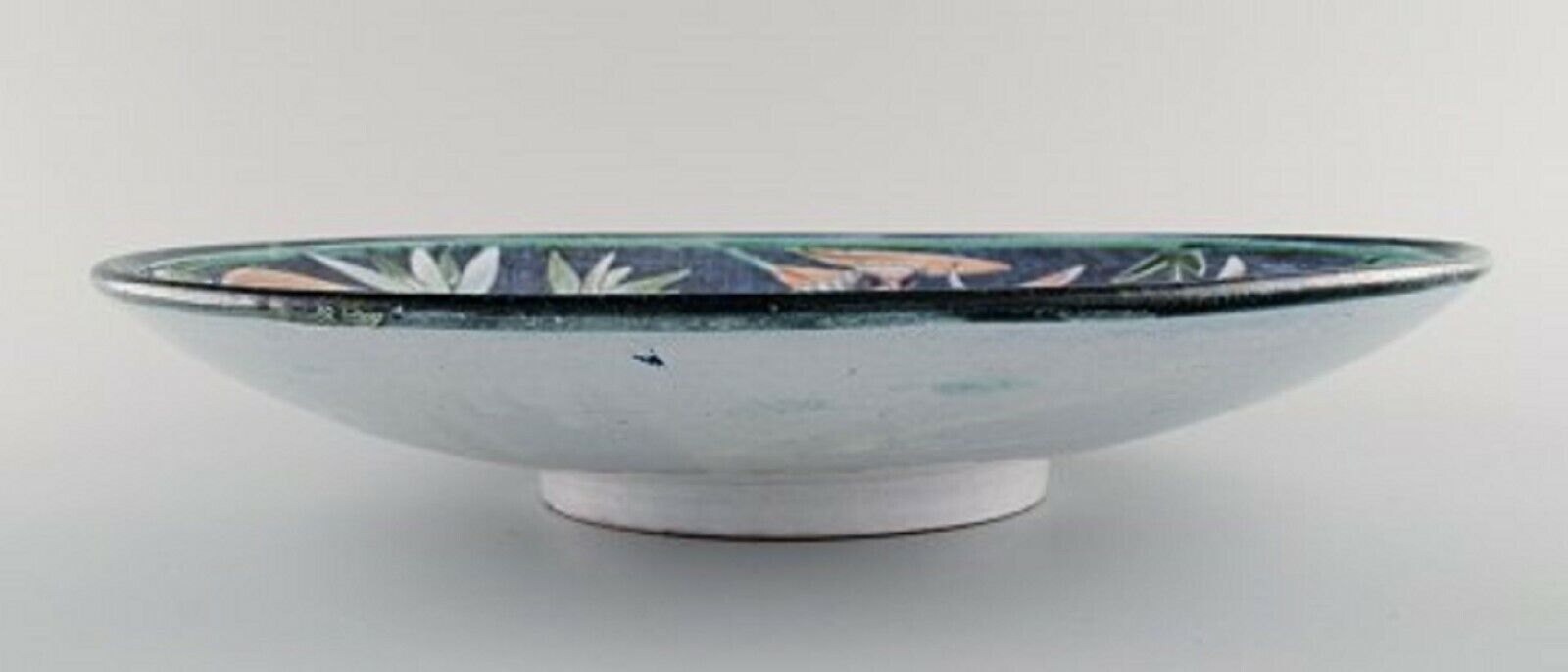 Tilgmans Sweden Large unique circular bowl / dish in glazed ceramics 1957