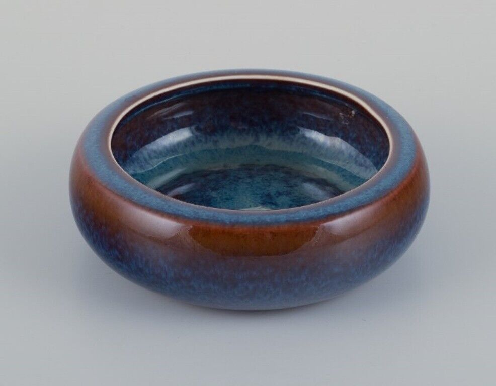 Carl Harry Stålhane for Rörstrand Ceramic bowl with blue and brown glaze